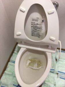 尿漏れパッドが詰まったトイレ